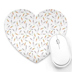 Cute Bunnies And Carrots Pattern, Light Colored Theme Heart Mousepads by Casemiro