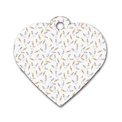 Cute Bunnies And Carrots Pattern, Light Colored Theme Dog Tag Heart (two Sides) by Casemiro