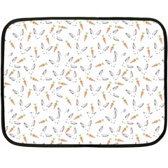 Cute Bunnies And Carrots Pattern, Light Colored Theme Fleece Blanket (mini) by Casemiro