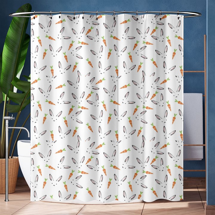 Cute Bunnies and carrots pattern, light colored theme Shower Curtain 60  x 72  (Medium) 