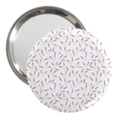 Cute Bunnies And Carrots Pattern, Light Colored Theme 3  Handbag Mirrors by Casemiro