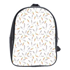 Cute Bunnies And Carrots Pattern, Light Colored Theme School Bag (xl) by Casemiro