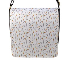 Cute Bunnies And Carrots Pattern, Light Colored Theme Flap Closure Messenger Bag (l) by Casemiro