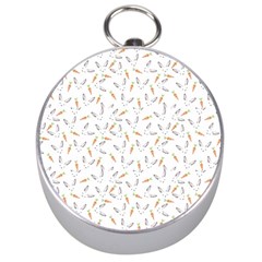 Cute Bunnies And Carrots Pattern, Light Colored Theme Silver Compasses by Casemiro