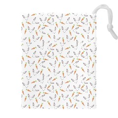 Cute Bunnies And Carrots Pattern, Light Colored Theme Drawstring Pouch (5xl) by Casemiro