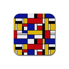 Stripes And Colors Textile Pattern Retro Rubber Coaster (square)  by DinzDas