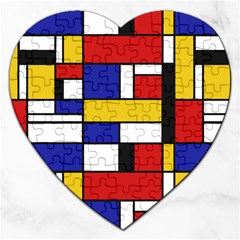 Stripes And Colors Textile Pattern Retro Jigsaw Puzzle (heart)