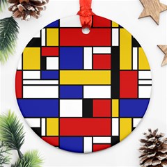 Stripes And Colors Textile Pattern Retro Round Ornament (two Sides) by DinzDas