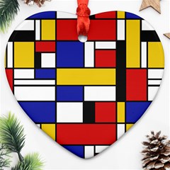 Stripes And Colors Textile Pattern Retro Heart Ornament (two Sides)