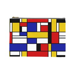 Stripes And Colors Textile Pattern Retro Cosmetic Bag (large) by DinzDas