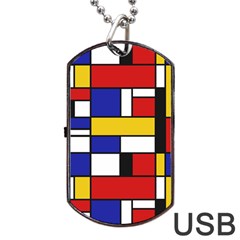 Stripes And Colors Textile Pattern Retro Dog Tag Usb Flash (one Side)