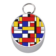 Stripes And Colors Textile Pattern Retro Mini Silver Compasses