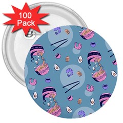 Japanese Ramen Sushi Noodles Rice Bowl Food Pattern 2 3  Buttons (100 Pack)  by DinzDas