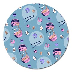 Japanese Ramen Sushi Noodles Rice Bowl Food Pattern 2 Magnet 5  (round) by DinzDas