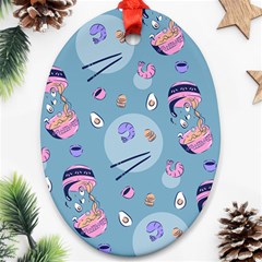 Japanese Ramen Sushi Noodles Rice Bowl Food Pattern 2 Oval Ornament (two Sides) by DinzDas