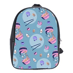 Japanese Ramen Sushi Noodles Rice Bowl Food Pattern 2 School Bag (large) by DinzDas