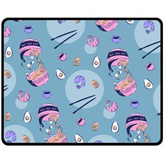 Japanese Ramen Sushi Noodles Rice Bowl Food Pattern 2 Fleece Blanket (medium)  by DinzDas