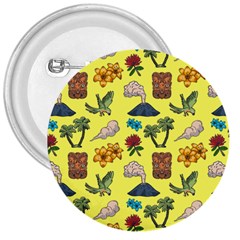 Tropical Island Tiki Parrots, Mask And Palm Trees 3  Buttons by DinzDas