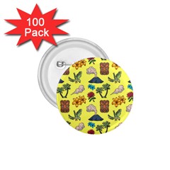 Tropical Island Tiki Parrots, Mask And Palm Trees 1 75  Buttons (100 Pack)  by DinzDas