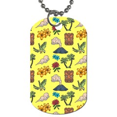 Tropical Island Tiki Parrots, Mask And Palm Trees Dog Tag (one Side) by DinzDas