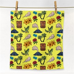 Tropical Island Tiki Parrots, Mask And Palm Trees Face Towel by DinzDas