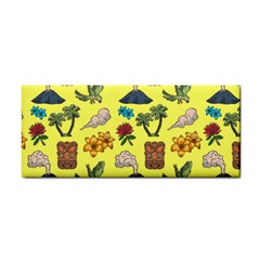 Tropical Island Tiki Parrots, Mask And Palm Trees Hand Towel by DinzDas