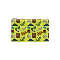 Tropical Island Tiki Parrots, Mask And Palm Trees Cosmetic Bag (small) by DinzDas