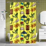 Tropical Island Tiki Parrots, Mask And Palm Trees Shower Curtain 48  x 72  (Small)  Curtain(48  X 72 ) - 42.18 x64.8  Curtain(48  X 72 )