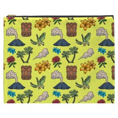 Tropical Island Tiki Parrots, Mask And Palm Trees Cosmetic Bag (xxxl) by DinzDas