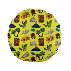 Tropical Island Tiki Parrots, Mask And Palm Trees Standard 15  Premium Round Cushions by DinzDas