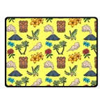 Tropical Island Tiki Parrots, Mask And Palm Trees Double Sided Fleece Blanket (Small)  45 x34  Blanket Front