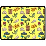 Tropical Island Tiki Parrots, Mask And Palm Trees Double Sided Fleece Blanket (Large)  80 x60  Blanket Front