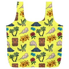 Tropical Island Tiki Parrots, Mask And Palm Trees Full Print Recycle Bag (xxl) by DinzDas