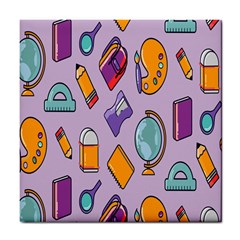 Back To School And Schools Out Kids Pattern Tile Coaster by DinzDas