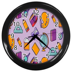 Back To School And Schools Out Kids Pattern Wall Clock (black) by DinzDas