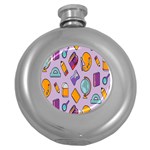 Back To School And Schools Out Kids Pattern Round Hip Flask (5 oz) Front