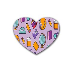 Back To School And Schools Out Kids Pattern Heart Coaster (4 Pack)  by DinzDas