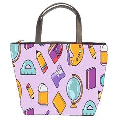 Back To School And Schools Out Kids Pattern Bucket Bag by DinzDas