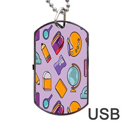 Back To School And Schools Out Kids Pattern Dog Tag Usb Flash (two Sides) by DinzDas