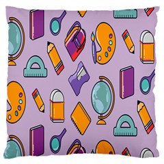 Back To School And Schools Out Kids Pattern Large Flano Cushion Case (two Sides) by DinzDas