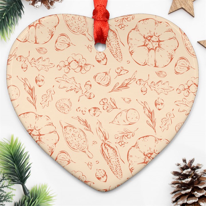 Thanksgiving Flowers And Gifts Pattern Ornament (Heart)