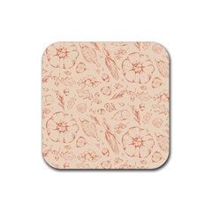 Thanksgiving Flowers And Gifts Pattern Rubber Coaster (square)  by DinzDas