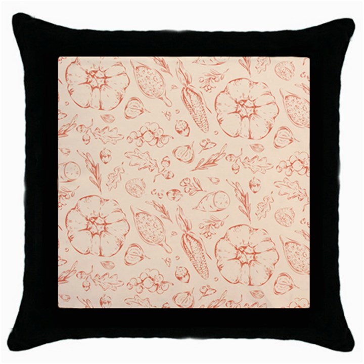 Thanksgiving Flowers And Gifts Pattern Throw Pillow Case (Black)