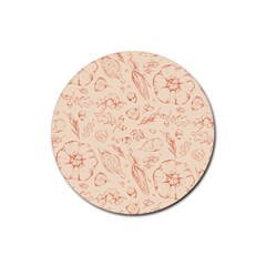 Thanksgiving Flowers And Gifts Pattern Rubber Round Coaster (4 Pack)  by DinzDas