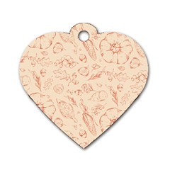 Thanksgiving Flowers And Gifts Pattern Dog Tag Heart (two Sides) by DinzDas