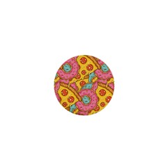 Fast Food Pizza And Donut Pattern 1  Mini Magnets by DinzDas