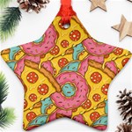 Fast Food Pizza And Donut Pattern Ornament (Star) Front