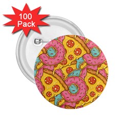 Fast Food Pizza And Donut Pattern 2 25  Buttons (100 Pack)  by DinzDas