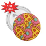 Fast Food Pizza And Donut Pattern 2.25  Buttons (100 pack)  Front