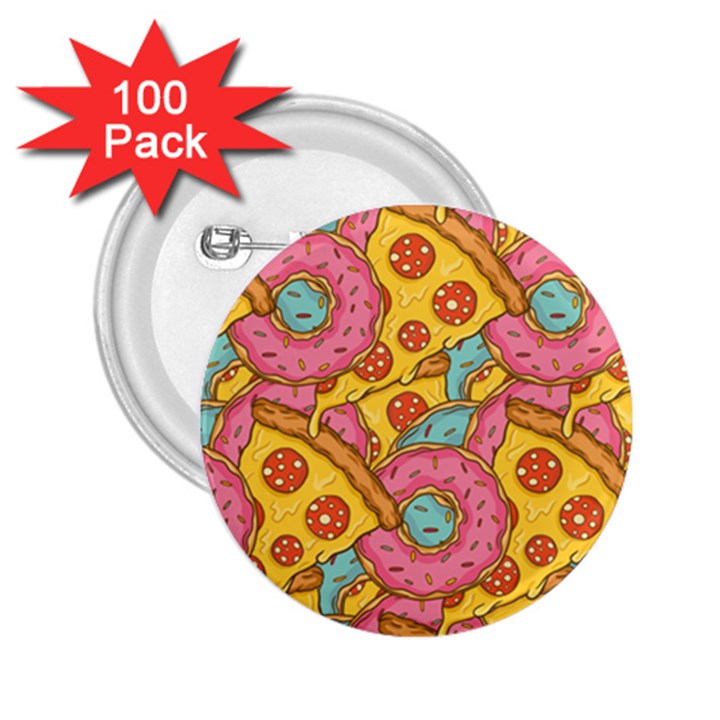 Fast Food Pizza And Donut Pattern 2.25  Buttons (100 pack) 